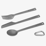 Navaris Set de 3 Cubiertos de Titanio para Camping - 3X Cubiertos ultraligeros - Cuchillo Cuchara y Tenedor para Acampada Picnic Viaje Senderismo