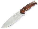 JEO-TEC Nº21 Cuchillo Supervivencia Caza Monte bushcraft Camping Outdoor Campo - Funda de Piel con pedernal y Piedra afilar incluidos - Acero BÖHLER N690C - Fabricado en España