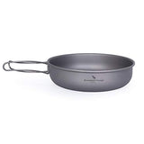 Boundless Voyage Plato de titanio con mango plegable ultraligero para camping, picnic, sartén de titanio Ti15144B