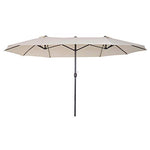 Outsunny Sombrilla Parasol Doble para Jardín Carpas Toldos de Terraza Tela de Poliéster Sombrilla Gigantede para Playa Protección Solar UV 4.6x2.7x2.4m Beige