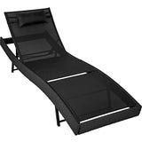 TecTake Tumbona Chaise Longue de Poli ratán Tumbona de jardín Silla de terraza (Negro | no. 402057)