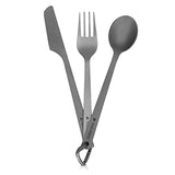 Navaris Set de 3 Cubiertos de Titanio para Camping - 3X Cubiertos ultraligeros - Cuchillo Cuchara y Tenedor para Acampada Picnic Viaje Senderismo