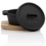 BBQ-Toro Mini Dutch Oven con Base de Madera | Ø 11 cm | Horno Holandés | Quemado