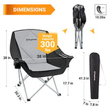 KingCamp Sofá Plegable para Acampada, Asiento Acolchado con Bolsa refrigeradora y Soporte para Tazas, Color Negro y Gris Oscuro Soporta 136 kg