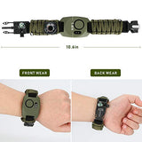 Pulsera Paracord Supervivencia, Achort Hombres Mujeres Supervivencia Pulsera con Flint + Brújula + Termómetro + Silbato+ Cuchillo para Caminatas en Canchas de Camping u Otras Actividades al Aire Libre