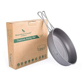 Boundless Voyage Plato de titanio con mango plegable ultraligero para camping, picnic, sartén de titanio Ti15144B