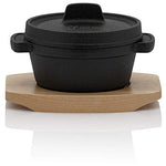 BBQ-Toro Mini Dutch Oven con Base de Madera | Ø 11 cm | Horno Holandés | Quemado