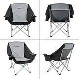 KingCamp Sofá Plegable para Acampada, Asiento Acolchado con Bolsa refrigeradora y Soporte para Tazas, Color Negro y Gris Oscuro Soporta 136 kg