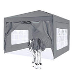 ISE Carpa de Jardín de 3 x 3 m Plegable, Cenador Robusto Impermeable, Garden Tent Resistente al Agua con 4 Paredes Laterales para Reception, Fiesta, Camping, Festival, Cerveza, Gris, ZP3001