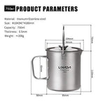 Cafetera de Titanio de 750 ml con Tapa, Olla de Prensa Francesa para Exteriores para Acampar al Aire Libre, Senderismo, Cocina y vajilla para Picnic