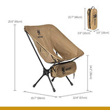 OneTigris Silla de camping plegable para exteriores, silla plegable de pesca con marco 7075 AL para pesca, exterior, senderismo o pícnic, con una capacidad de carga de hasta 150 kg (marrón)