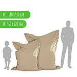 Green Bean © Square XL Puf 120x160 cm - con Relleno de 270L - S-XXL Interior y Exterior - Funda Lavable - Beanbag, Puff, Bolsa de Frijoles para niños y Adultos - cojín de Suelo - Beige