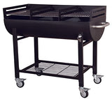 METRO Professional Barbacoa de carbón Deluxe Heavy Duty Party, acero inoxidable/acero, 120.5x59.6x100.8 cm, rejilla ajustable, con 4 ruedas, negro