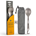 Spork de Titanio (Cuchara-Tenedor) con abre Botellas con estuche de tela