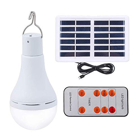 Kit Placa Solar y Bombilla Led portátil para exteriores Lámpara solar recargable Luces para el hogar Patio Parasol Gallinero Casa de mascotas Balcón Apagón de emergencia Sensor de luz Control remoto Regulable