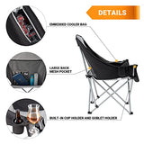 KingCamp Sofá Plegable para Acampada, Asiento Acolchado con Bolsa refrigeradora y Soporte para Tazas, Color Negro y Gris Oscuro Soporta 136 kg