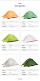 Naturehike CloudUp Ultralight Serie de excursión la Tienda 20D Tela para 2 Personas con Mat-T NH17T001-T