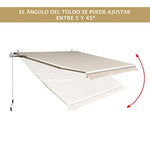 Outsunny Toldo Manual Plegable de Aluminio 295x250cm Ángulo Ajustable Manivela para Exterior Balcón Jardín Terraza