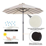 Outsunny Sombrilla Parasol Doble para Jardín Carpas Toldos de Terraza Tela de Poliéster Sombrilla Gigantede para Playa Protección Solar UV 4.6x2.7x2.4m Beige