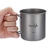 Taza de Titanio Taza de Agua Portátil Taza con Asa Plegable y Tapa, Taza de Café Ultraligero Al Aire Libre 420ml / 750ml (420ml)