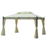 Outsunny Carpa 3x4m Pabellon Cenador de Jardin Blanca con Cortinas