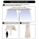 Outsunny Sombrilla Parasol Doble para Jardín Carpas Toldos de Terraza Tela de Poliéster Sombrilla Gigantede para Playa Protección Solar UV 4.6x2.7x2.4m Beige