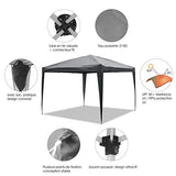 ISE Carpa de Jardín de 3 x 3 m Plegable, Cenador Robusto Impermeable, Garden Tent Resistente al Agua con 4 Paredes Laterales para Reception, Fiesta, Camping, Festival, Cerveza, Gris, ZP3001