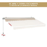 Outsunny Toldo Manual Plegable de Aluminio 295x250cm Ángulo Ajustable Manivela para Exterior Balcón Jardín Terraza