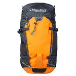 COLUMBUS Mochila Peak 35 Mochila de Senderismo Ajustable, con Aireación en la Espalda y Sistema de Transferencia de Carga. Incluye Funda para la Lluvia. Capacidad 35 L en Color Naranja y Gris