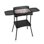 Princess 112250 Barbacoa Eléctrica con estantes laterales 2 en 1, Parrilla de sobremesa o barbacoa de pie, 2 parrillas a 2 alturas, Superficie de 40 x 24.5 cm, termostato ajustable, Negro