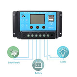 Controlador de carga Inteligente de Panel Solar,20A 12V-24V ,Puerto USB, pantalla LCD protección de sobrecarga