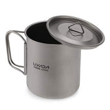 Juego de utensilios de cocina de 300 ml, 350 ml, 420 ml, 550 ml, 650 ml y 750 ml, vaso de titanio ultraligero con vajilla plegable compatible con mochilas de camping y senderismo