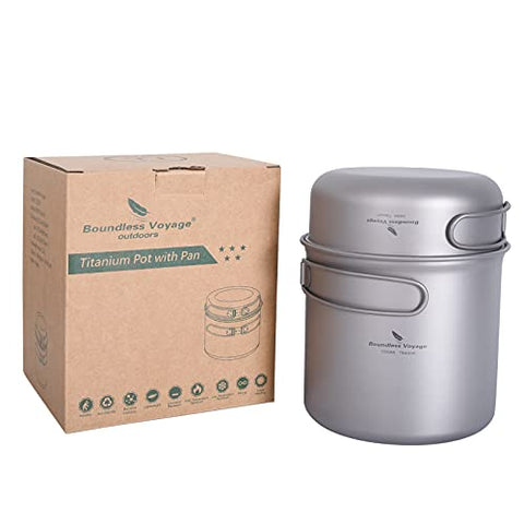 Set de Titanio Pot Pan Cook Set con mango plegable Camping al aire libre Picnic Senderismo