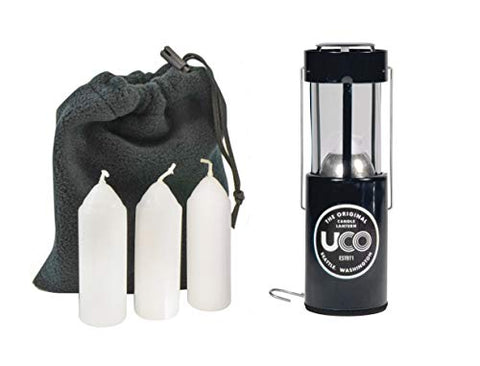 UCO Linterna de vela original con 4 velas y bolsa de almacenamiento, aluminio