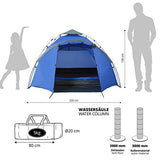 Lumaland Tienda de campaña Familiar Light Pop Up 3 Personas Camping Acampada Festival 220 x 220 x 130 cm Azul