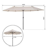 Outsunny Sombrilla Parasol Doble para Jardín Carpas Toldos de Terraza Tela de Poliéster Sombrilla Gigantede para Playa Protección Solar UV 4.6x2.7x2.4m Beige