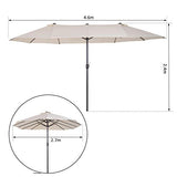 Outsunny Sombrilla Parasol Doble para Jardín Carpas Toldos de Terraza Tela de Poliéster Sombrilla Gigantede para Playa Protección Solar UV 4.6x2.7x2.4m Beige