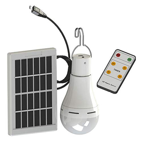 Kit Placa Solar y Luz Led,Lixada 9W / 7W Portátil de Energía Solar Bombilla Al Aire Libre USB Panel Solar Luz de Control Remoto Impermeable LED Que Acampa Luz para Acampar，Senderismo，Montañismo (9W)