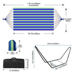 Hamaca con Soporte Metalico Hamaca de Doble personas Algodón Portátil con Bolsa para Niños Adultos Camping Viajes Playa Terraza Playa Mochileros, 200*150cm, Carga MAX 150kg