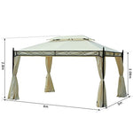 Outsunny Carpa 3x4m Pabellon Cenador de Jardin Blanca con Cortinas