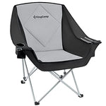 KingCamp Sofá Plegable para Acampada, Asiento Acolchado con Bolsa refrigeradora y Soporte para Tazas, Color Negro y Gris Oscuro Soporta 136 kg