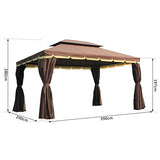 Outsunny Gazebo Pabellón Exterior Jardín 2.9x3.9x2.8m Carpa Cenador de Lujo Marco de Aluminio con Pared Lateral y Mosquitero para Fiesta Eventos