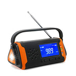 Radio de Emergencia Manivela FM AM, Generacion Solar Portátil Multifunción Al Aire Libre Novedad Radio con Pantalla LCD + 4000mAh como Power Bank / Linterna LED / Reproducción de música AUX