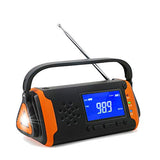 Radio de Emergencia Manivela FM AM, Generacion Solar Portátil Multifunción Al Aire Libre Novedad Radio con Pantalla LCD + 4000mAh como Power Bank / Linterna LED / Reproducción de música AUX