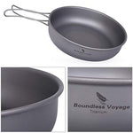 Boundless Voyage Plato de titanio con mango plegable ultraligero para camping, picnic, sartén de titanio Ti15144B