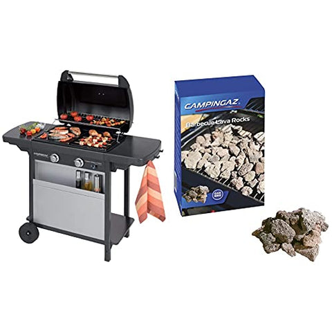 Campingaz 2 Series Classic Lx Vario Barbacoa A Gas, Bbq Con 2 Quemadores, 7.5 Kw + 205637 Piedras Lava, 3 Kg