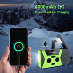 Radio de Emergencia, Radio Portatil Radio FM Solar Radio Recargable Manivela Radio, 4000mAh Power Bank Dinamo LED Linterna SOS Alarma para Viajes, Camping, al Aire Libre