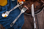 Boundless Voyage Cuchillo de Cocina de Mesa de Titanio Cuchillo y Tenedor para Acampar Uso en el hogar Juego de Cubiertos para Viajes de Viaje