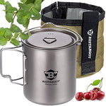 Taza de titanio para acampar, 750 ml, al aire libre, con bolsa de aislamiento, vajilla Titan Camping 132 g, vajilla para exteriores, gran capacidad