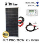 Kit Placa Solar 200W PRO 12V monocristalina células PERC de alta eficiencia